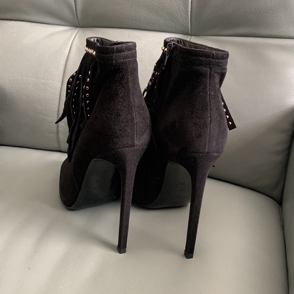 Saint Laurent  Black Suede Studded-fringe Bootie - Picture 12 of 15